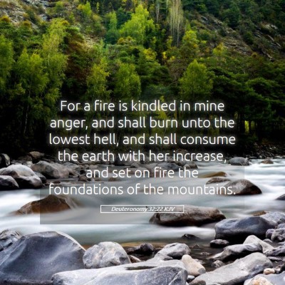 Picture 05 - Deuteronomy 32:22 KJV - For a fire is kindled in mine anger, and shall - Bible Verse Picture