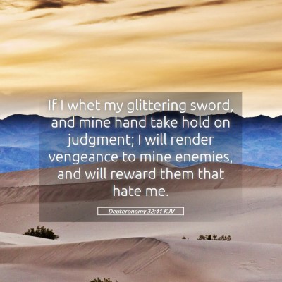 Picture 05 - Deuteronomy 32:41 KJV - If I whet my glittering sword, and mine hand take - Bible Verse Picture