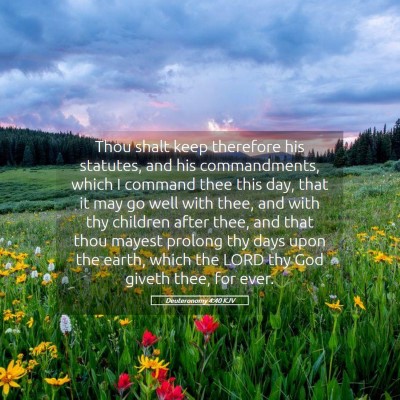 Picture 05 - Deuteronomy 4:40 KJV - Thou shalt keep therefore his statutes, and his - Bible Verse Picture