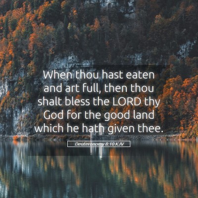 Picture 05 - Deuteronomy 8:10 KJV - When thou hast eaten and art full, then thou - Bible Verse Picture