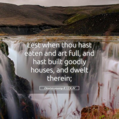 Picture 05 - Deuteronomy 8:12 KJV - Lest when thou hast eaten and art full, and hast - Bible Verse Picture