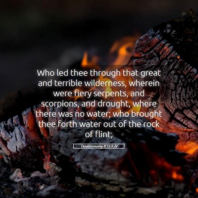 Picture 05 - Deuteronomy 8:15 KJV - Who led thee through that great and terrible - Bible Verse Picture