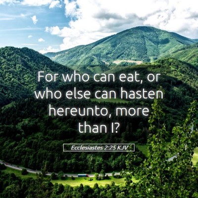 Picture 05 - Ecclesiastes 2:25 KJV - For who can eat, or who else can hasten hereunto, - Bible Verse Picture