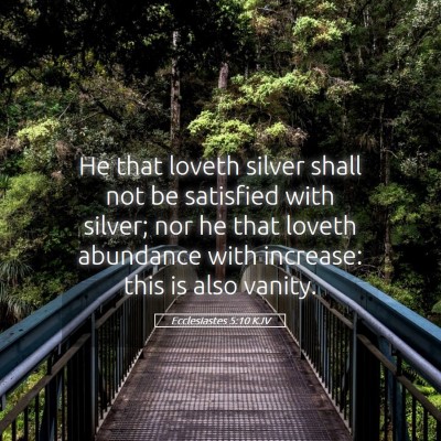 Picture 05 - Ecclesiastes 5:10 KJV - He that loveth silver shall not be satisfied with - Bible Verse Picture