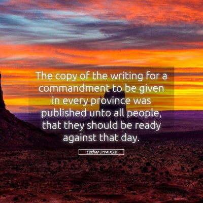Picture 05 - Esther 3:14 KJV - The copy of the writing for a commandment to be - Bible Verse Picture