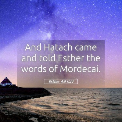 Picture 05 - Esther 4:9 KJV - And Hatach came and told Esther the words of - Bible Verse Picture