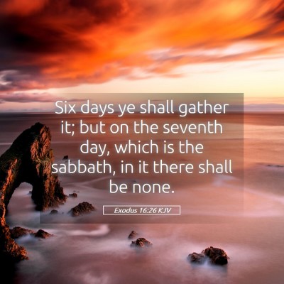 Picture 05 - Exodus 16:26 KJV - Six days ye shall gather it; but on the seventh - Bible Verse Picture