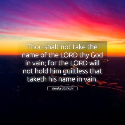 Picture 05 - Exodus 20:7 KJV - Thou shalt not take the name of the LORD thy God - Bible Verse Picture