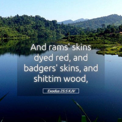 Picture 05 - Exodus 25:5 KJV - And rams' skins dyed red, and badgers' skins, and - Bible Verse Picture