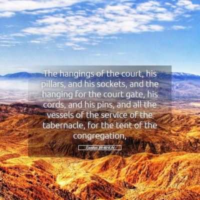 Picture 05 - Exodus 39:40 KJV - The hangings of the court, his pillars, and his - Bible Verse Picture