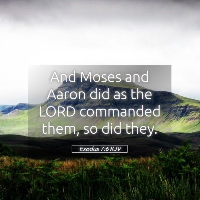 Picture 05 - Exodus 7:6 KJV - And Moses and Aaron did as the LORD commanded - Bible Verse Picture