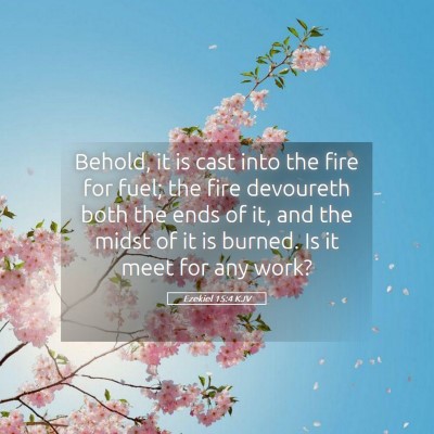 Picture 05 - Ezekiel 15:4 KJV - Behold, it is cast into the fire for fuel; the - Bible Verse Picture
