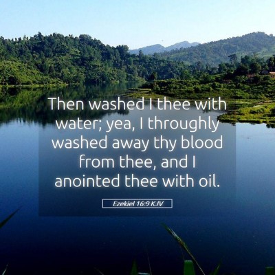 Picture 05 - Ezekiel 16:9 KJV - Then washed I thee with water; yea, I throughly - Bible Verse Picture