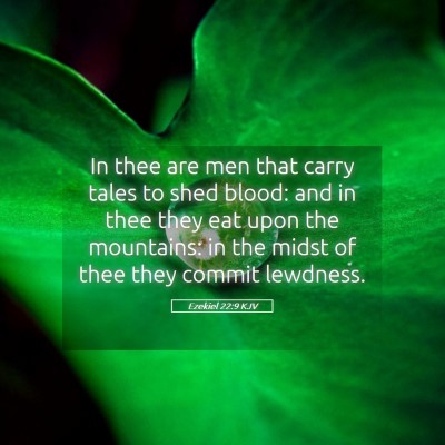 Picture 05 - Ezekiel 22:9 KJV - In thee are men that carry tales to shed blood: - Bible Verse Picture