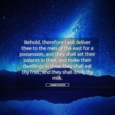 Picture 05 - Ezekiel 25:4 KJV - Behold, therefore I will deliver thee to the men - Bible Verse Picture
