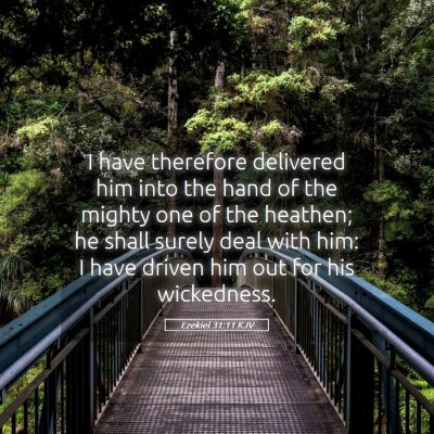 Picture 05 - Ezekiel 31:11 KJV - I have therefore delivered him into the hand of - Bible Verse Picture