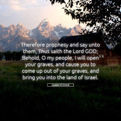 Picture 05 - Ezekiel 37:12 KJV - Therefore prophesy and say unto them, Thus saith - Bible Verse Picture