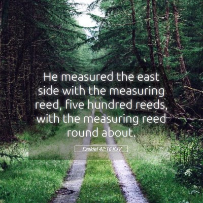 Picture 05 - Ezekiel 42:16 KJV - He measured the east side with the measuring - Bible Verse Picture