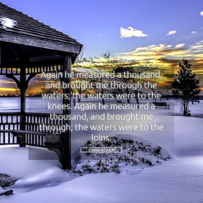 Picture 05 - Ezekiel 47:4 KJV - Again he measured a thousand, and brought me - Bible Verse Picture