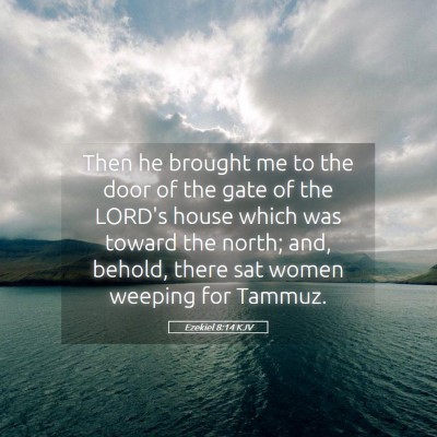 Picture 05 - Ezekiel 8:14 KJV - Then he brought me to the door of the gate of the - Bible Verse Picture