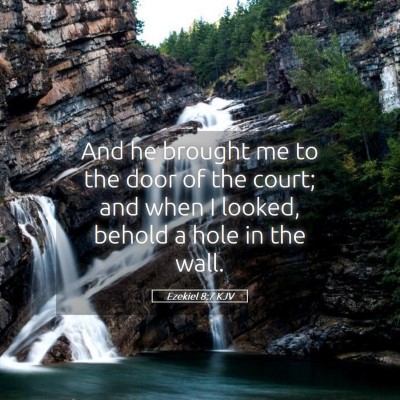 Picture 05 - Ezekiel 8:7 KJV - And he brought me to the door of the court; and - Bible Verse Picture