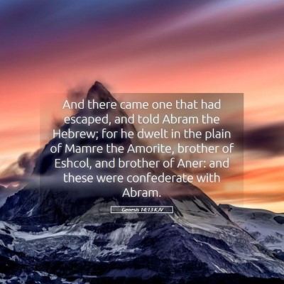 Picture 05 - Genesis 14:13 KJV - And there came one that had escaped, and told - Bible Verse Picture