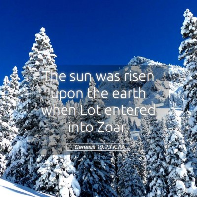 Picture 05 - Genesis 19:23 KJV - The sun was risen upon the earth when Lot entered - Bible Verse Picture