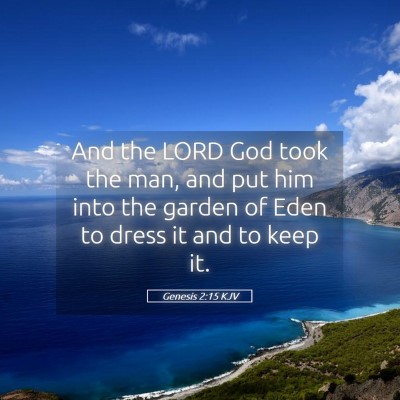 Picture 05 - Genesis 2:15 KJV - And the LORD God took the man, and put him into - Bible Verse Picture