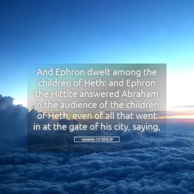 Picture 05 - Genesis 23:10 KJV - And Ephron dwelt among the children of Heth: and - Bible Verse Picture