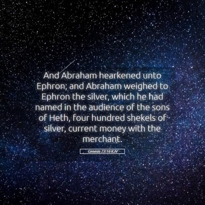 Picture 05 - Genesis 23:16 KJV - And Abraham hearkened unto Ephron; and Abraham - Bible Verse Picture