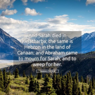 Picture 05 - Genesis 23:2 KJV - And Sarah died in Kirjatharba; the same is Hebron - Bible Verse Picture