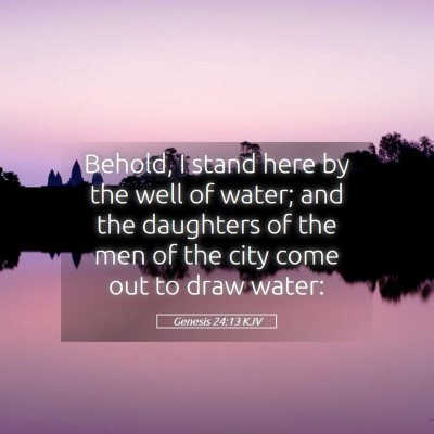 Picture 05 - Genesis 24:13 KJV - Behold, I stand here by the well of water; and - Bible Verse Picture