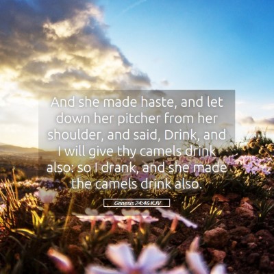 Picture 05 - Genesis 24:46 KJV - And she made haste, and let down her pitcher from - Bible Verse Picture