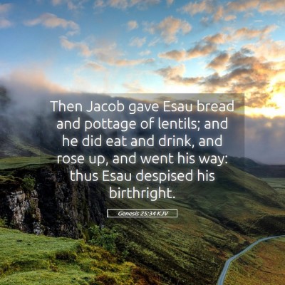 Picture 05 - Genesis 25:34 KJV - Then Jacob gave Esau bread and pottage of - Bible Verse Picture