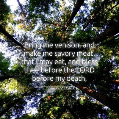 Picture 05 - Genesis 27:7 KJV - Bring me venison, and make me savory meat, that I - Bible Verse Picture