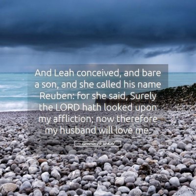 Picture 05 - Genesis 29:32 KJV - And Leah conceived, and bare a son, and she - Bible Verse Picture