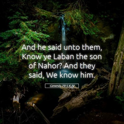 Picture 05 - Genesis 29:5 KJV - And he said unto them, Know ye Laban the son of - Bible Verse Picture
