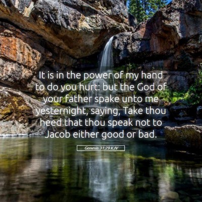 Picture 05 - Genesis 31:29 KJV - It is in the power of my hand to do you hurt: but - Bible Verse Picture