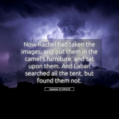 Picture 05 - Genesis 31:34 KJV - Now Rachel had taken the images, and put them in - Bible Verse Picture
