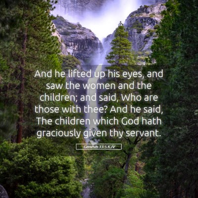 Picture 05 - Genesis 33:5 KJV - And he lifted up his eyes, and saw the women and - Bible Verse Picture