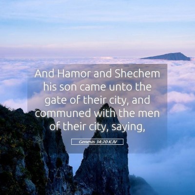 Picture 05 - Genesis 34:20 KJV - And Hamor and Shechem his son came unto the gate - Bible Verse Picture