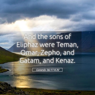 Picture 05 - Genesis 36:11 KJV - And the sons of Eliphaz were Teman, Omar, Zepho, - Bible Verse Picture