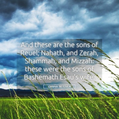Picture 05 - Genesis 36:13 KJV - And these are the sons of Reuel; Nahath, and - Bible Verse Picture