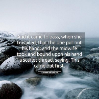 Picture 05 - Genesis 38:28 KJV - And it came to pass, when she travailed, that the - Bible Verse Picture