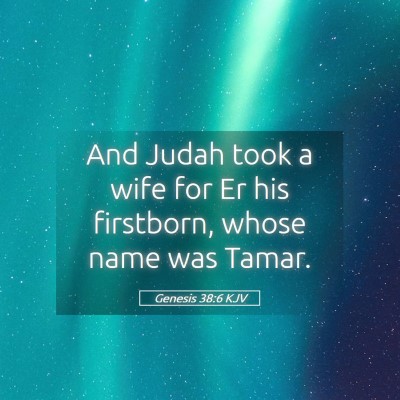 Picture 05 - Genesis 38:6 KJV - And Judah took a wife for Er his firstborn, whose - Bible Verse Picture