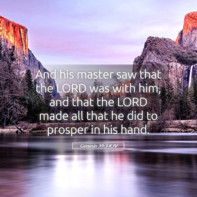 Picture 05 - Genesis 39:3 KJV - And his master saw that the LORD was with him, - Bible Verse Picture