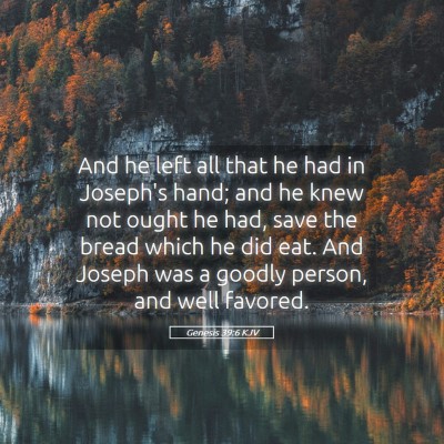 Picture 05 - Genesis 39:6 KJV - And he left all that he had in Joseph's hand; and - Bible Verse Picture