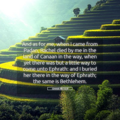 Picture 05 - Genesis 48:7 KJV - And as for me, when I came from Padan, Rachel - Bible Verse Picture