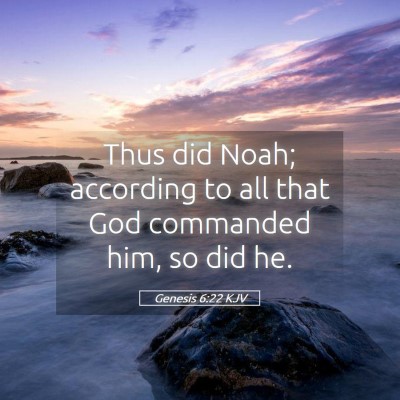 Picture 05 - Genesis 6:22 KJV - Thus did Noah; according to all that God - Bible Verse Picture