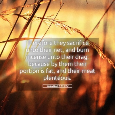Picture 05 - Habakkuk 1:16 KJV - Therefore they sacrifice unto their net, and burn - Bible Verse Picture